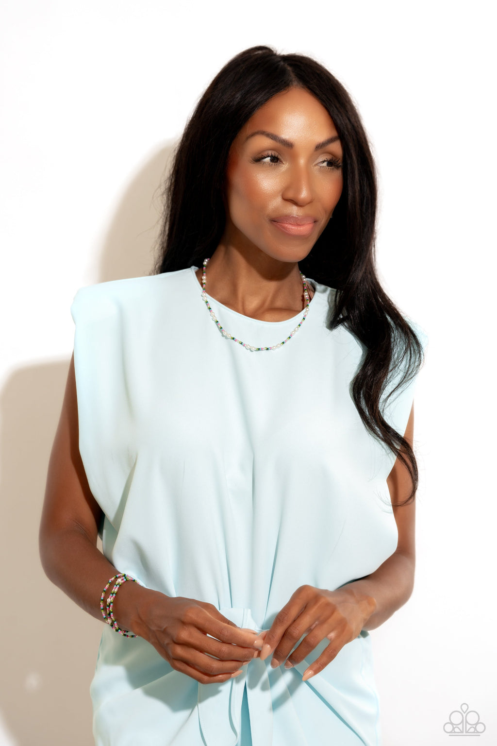 Colorblock Charm - Green Paparazzi Necklace (#5577)