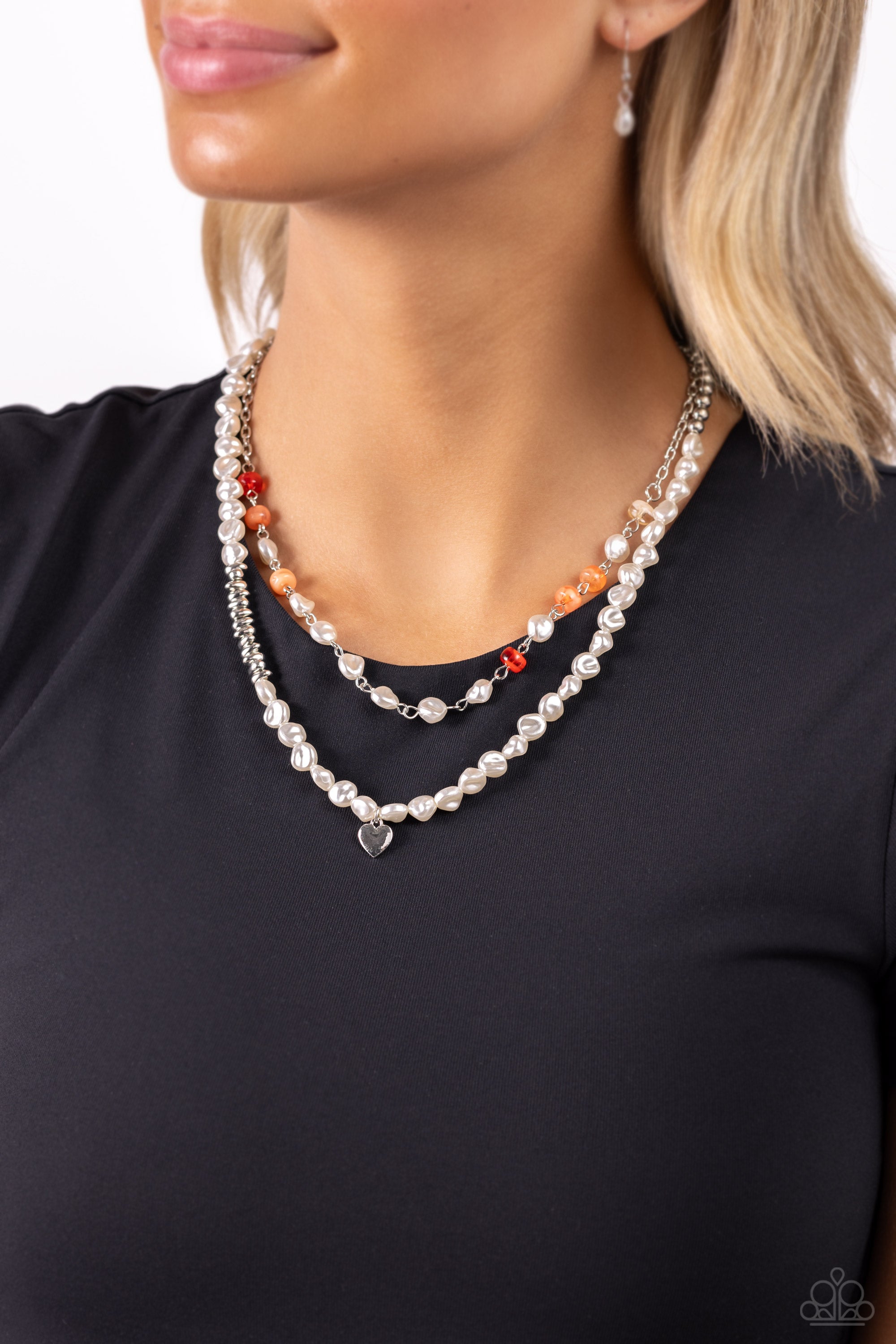 Pearl Pact - Orange Paparazzi Necklace (#5743)