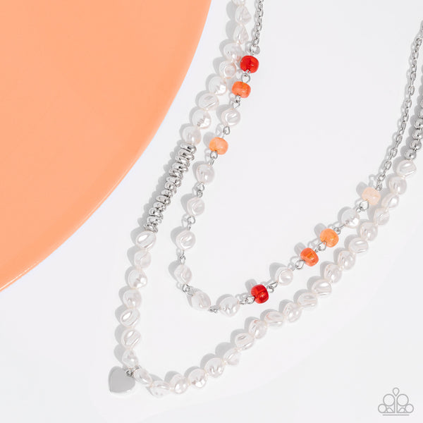 Pearl Pact - Orange Paparazzi Necklace (#5743)