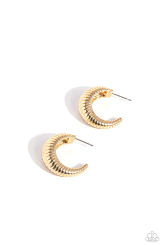 Textured Tenure - Gold Paparazzi Earring (#5620)