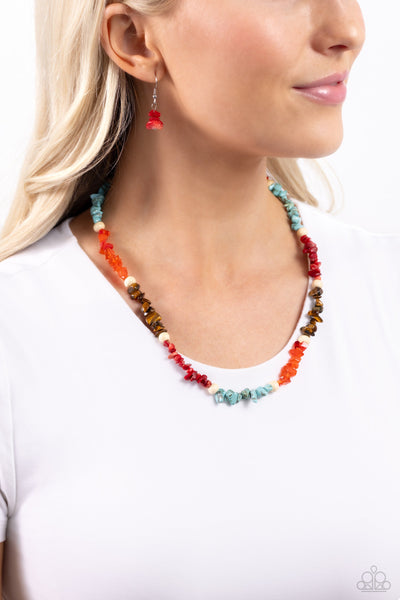 Soothing Stones - Red Paparazzi Necklace 1258
