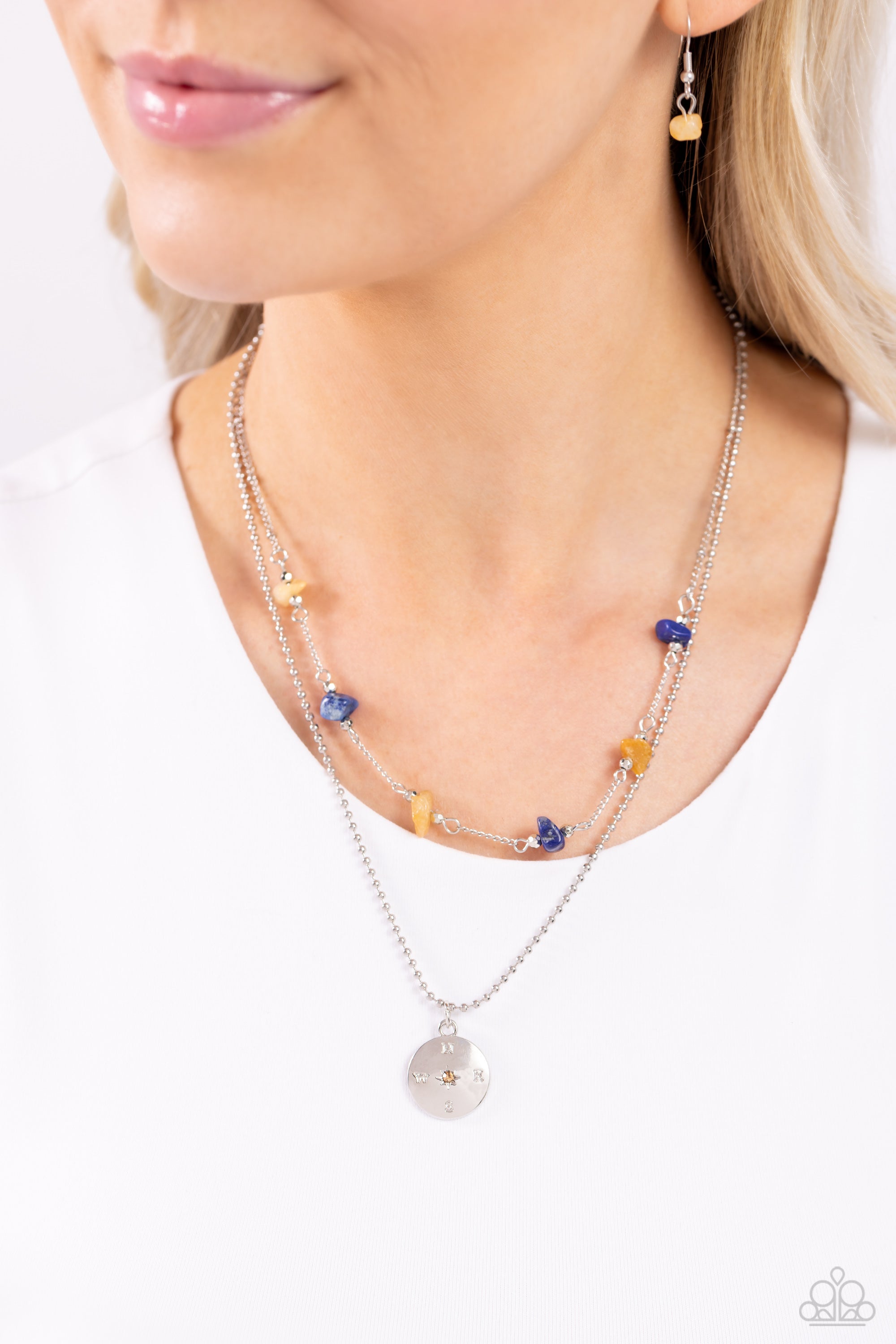 Sense of Direction - Yellow Paparazzi Necklace (#5697)