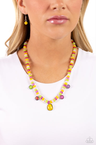 Colorfully California - Yellow Paparazzi Necklace (#5572)