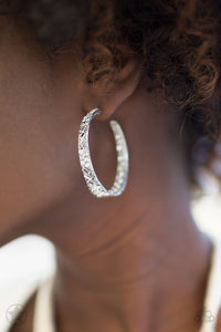 Paparazzi Blockbuster Hoop Earring - GLITZY By Association - White