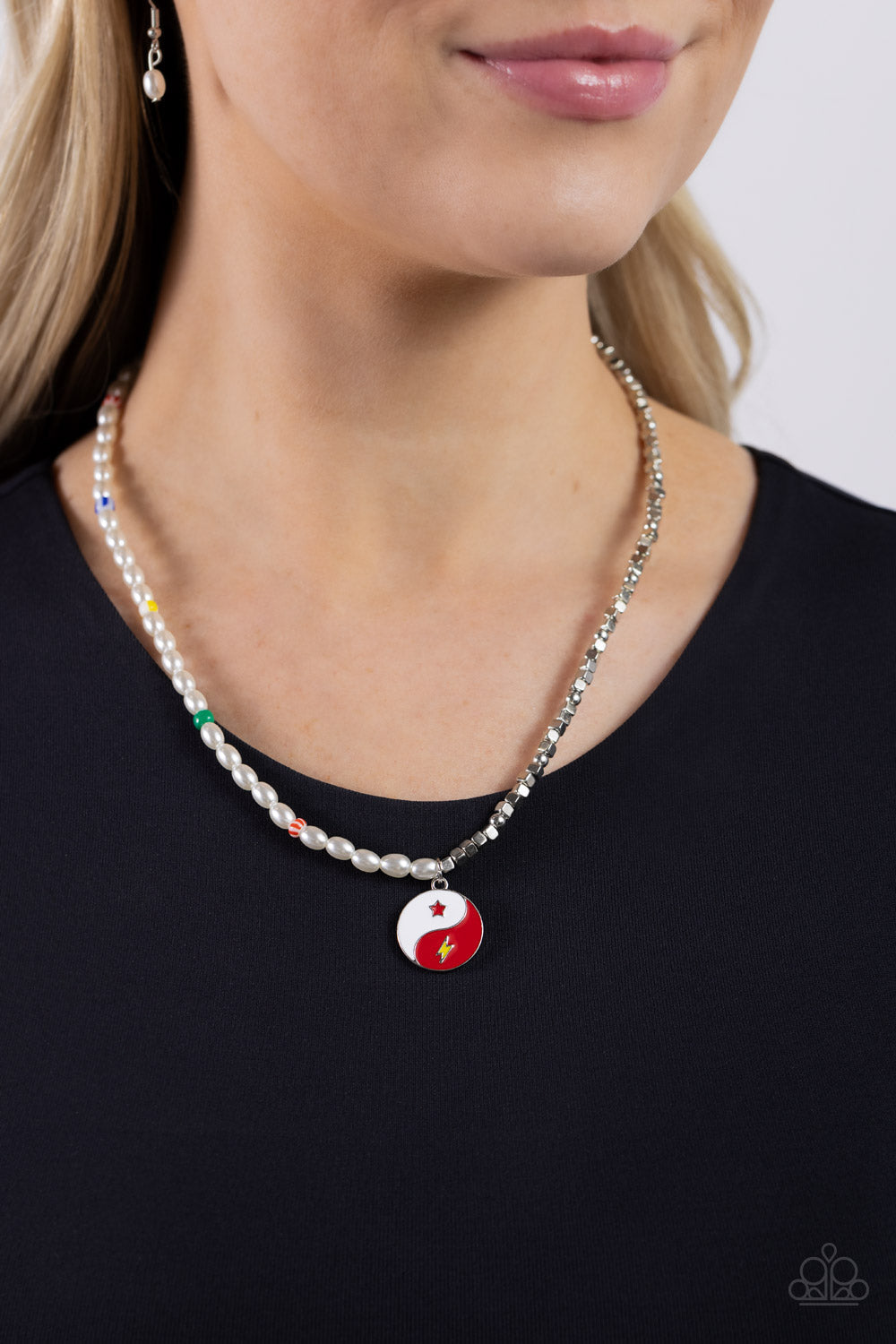 Youthful Yin and Yang - Red Paparazzi Necklace (#5627)