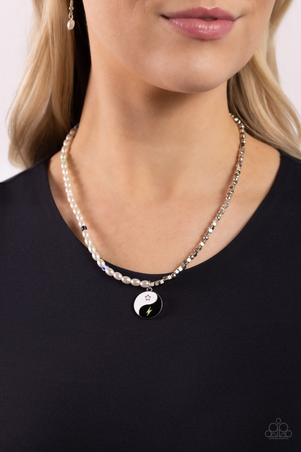 Youthful Yin and Yang - Black Paparazzi Necklace (#2139)