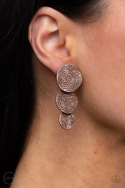 Ancient Antiquity - Copper Paparazzi Earrings (#3183)