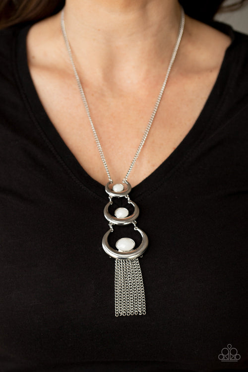 As MOON As I Can - White Paparazzi Necklace (PZ-309)
