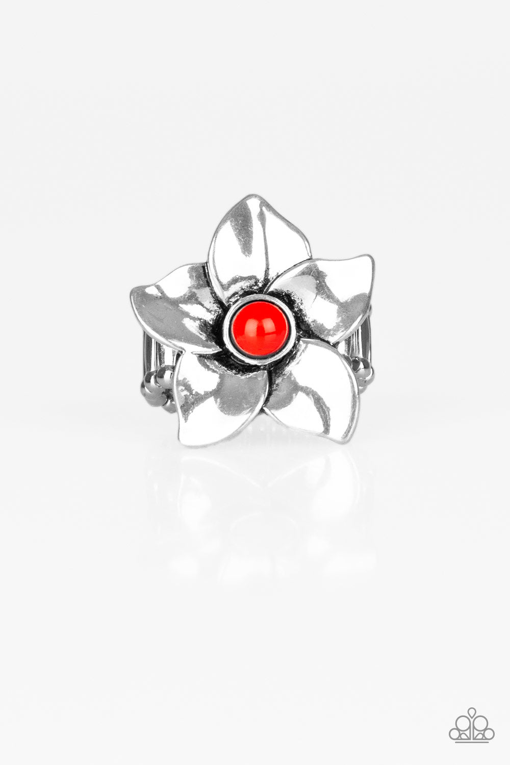 Paparazzi Thick Flex Back Ring - Ask For Flowers - Red (R258)