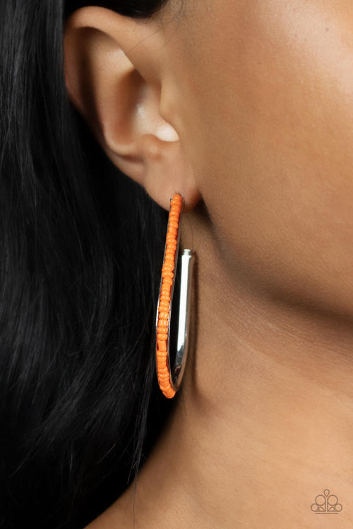 Beaded Bauble - Orange Paparazzi Earrings (PZ-484)