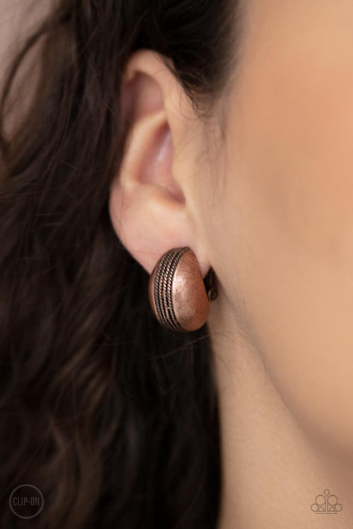 Classic Curves - Copper Paparazzi Clip Earrings