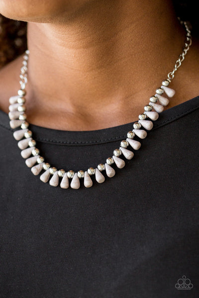 Extinct Species - Silver-Paparazzi Necklace (#1240)