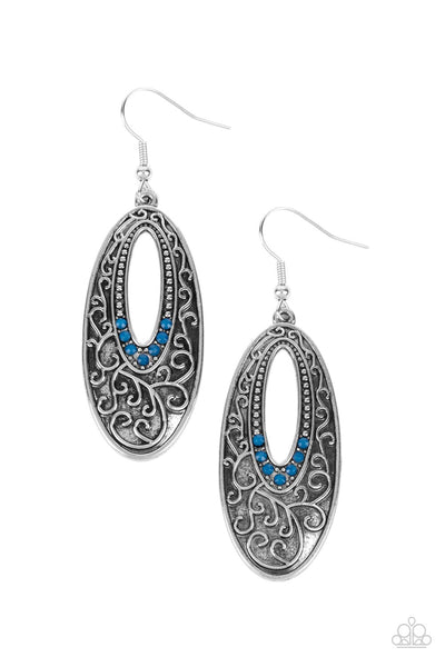 Fairytale Flora - Blue Paparazzi Earrings (#1036)