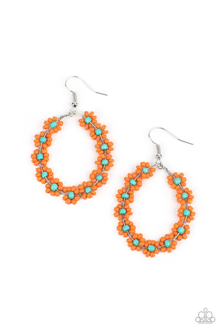 Festively Flower Child - Orange Paparazzi Earrings