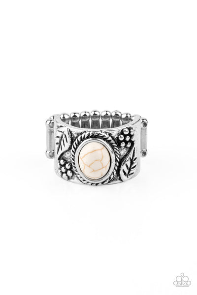 Free-Spirited Fields - White Paparazzi Ring (R023)