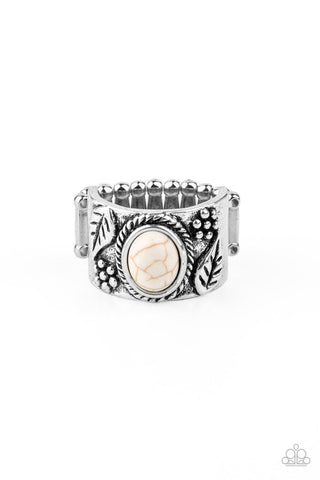 Free-Spirited Fields - White Paparazzi Ring (R023)
