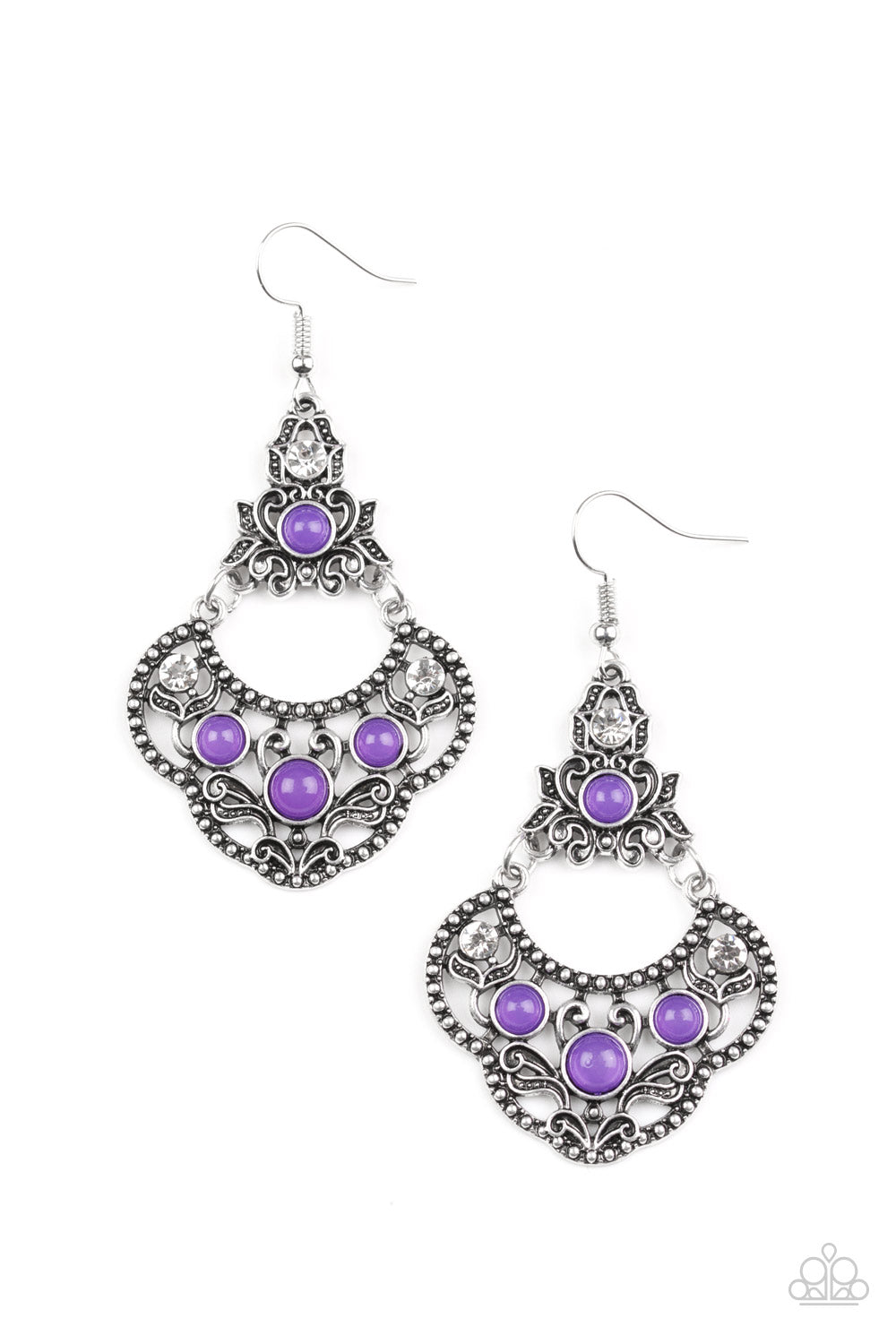 Garden State Glow - Purple-Paparazzi Earrings (#2036)