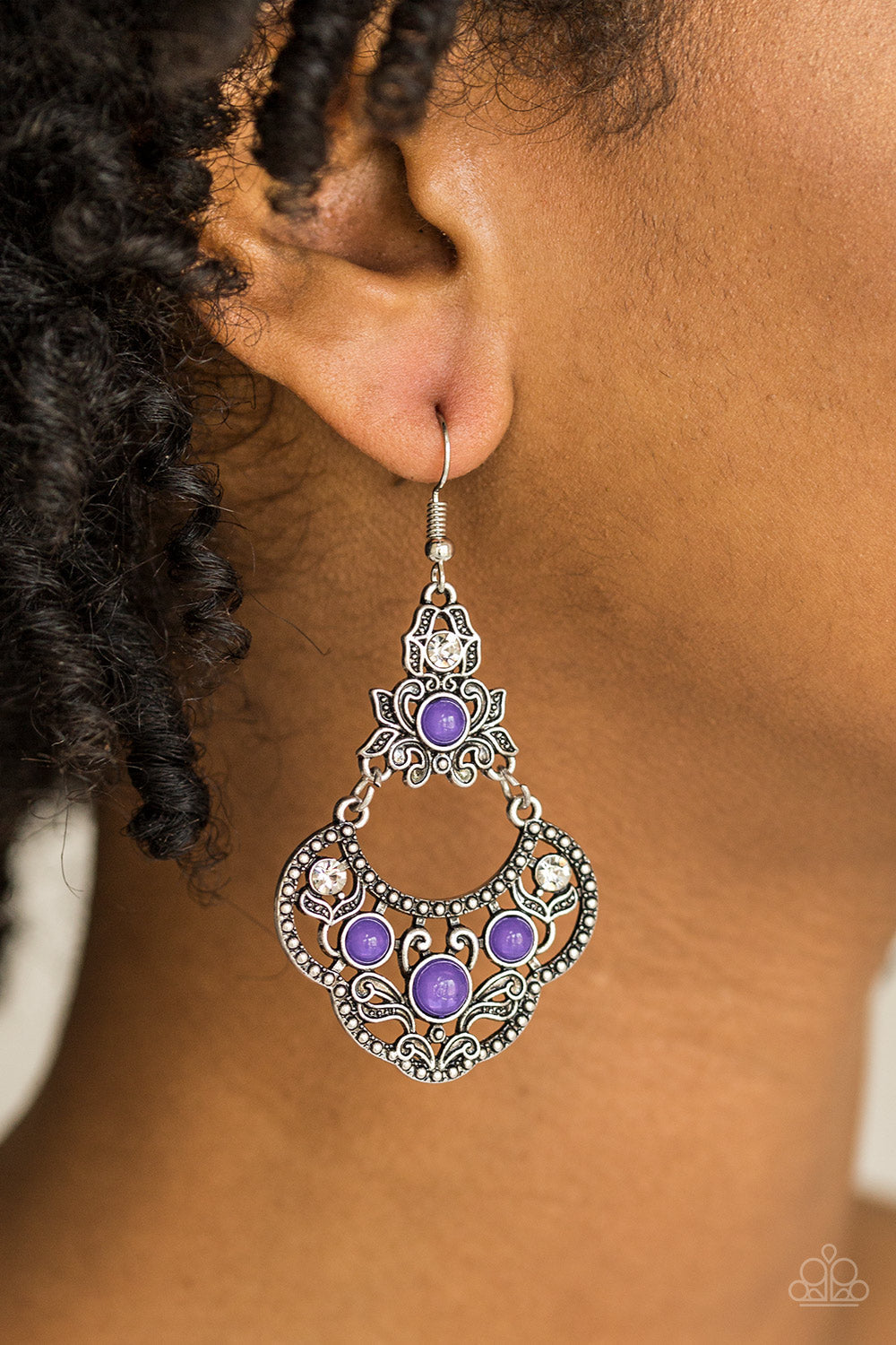 Garden State Glow - Purple-Paparazzi Earrings (#2036)