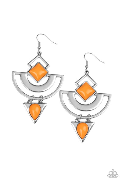 Geo Gypsy - Orange-Paparazzi Earring