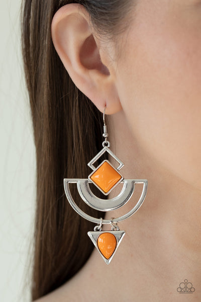 Geo Gypsy - Orange-Paparazzi Earring