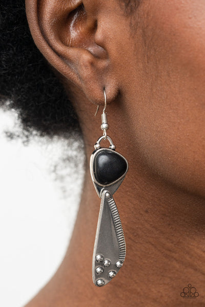 Going-Green Goddess - Black Paparazzi Earrings