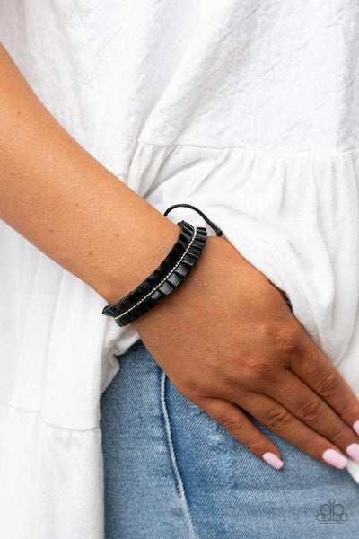 Hard to PLEATS - Black Paparazzi Bracelet (#4809)