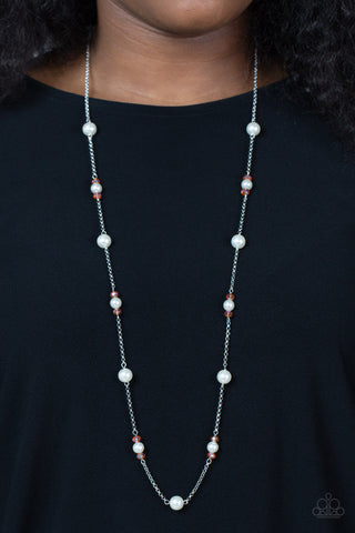 Keep Your Eye on the BALLROOM - Orange Paparazzi Necklace (#4450)