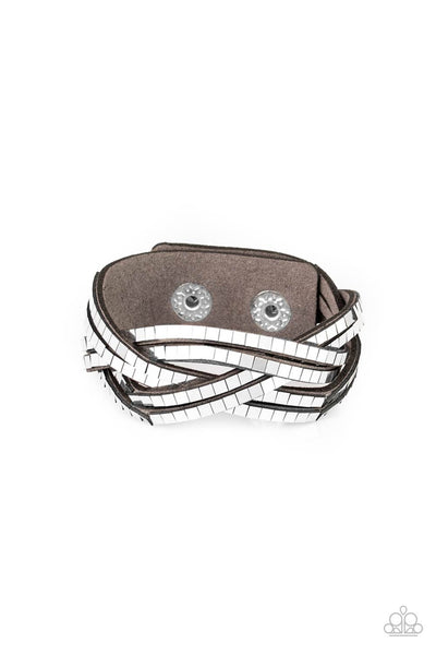 Looking For Trouble - Silver Paparazzi Wrap Bracelet