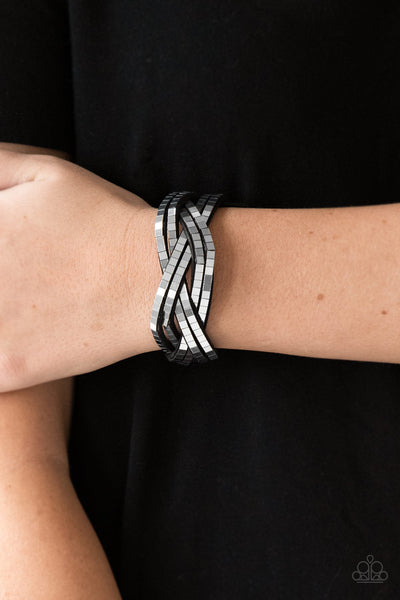 Looking For Trouble - Silver Paparazzi Wrap Bracelet