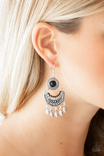 Paparazzi Earrings - Mantra to Mantra - Black ((PZ-144)