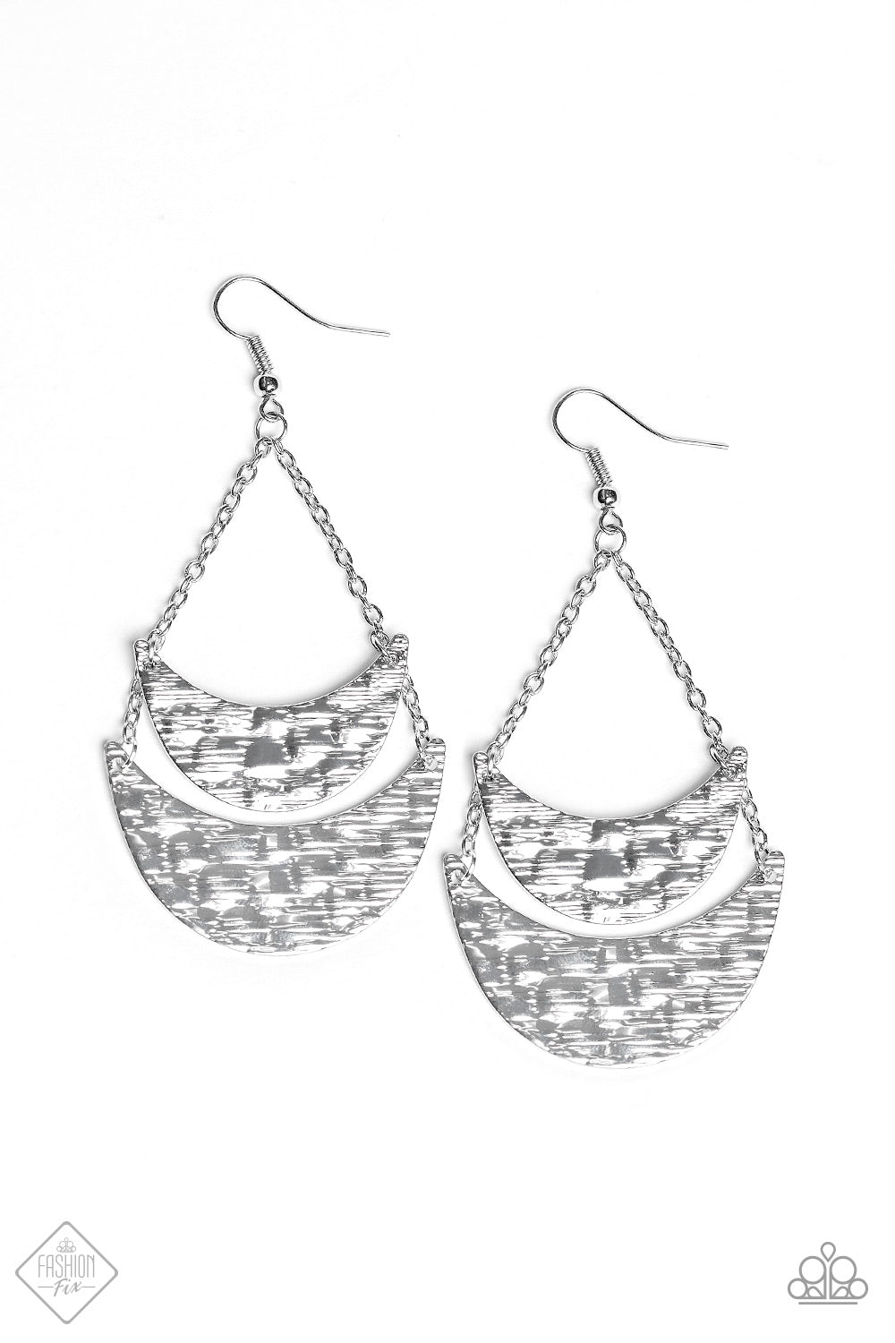 Paparazzi Aug 2019 Fashion Fix Earrings - Moon Landings Silver (#1381)