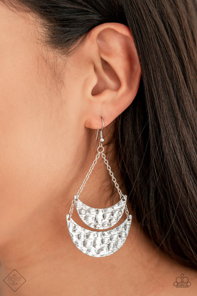 Paparazzi Aug 2019 Fashion Fix Earrings - Moon Landings Silver (#1381)