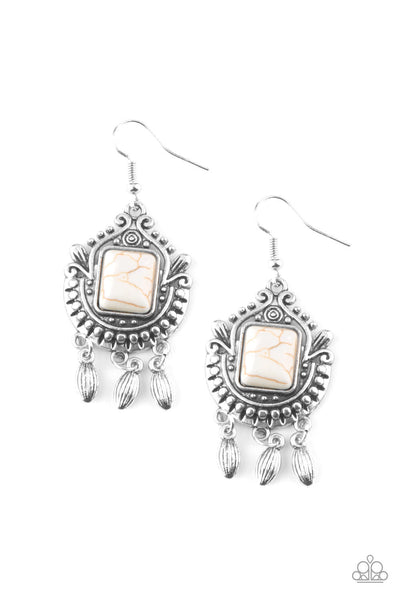 Paparazzi Earrings - Open Pastures - White (#1475)