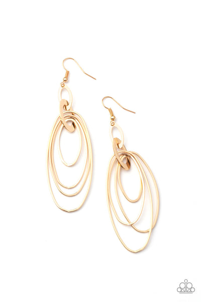 OVAL The Moon - Gold Paparazzi Earrings