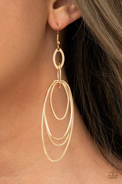 OVAL The Moon - Gold Paparazzi Earrings