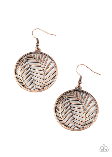 Palm Perfection - Copper-Paparazzi Earrings (#1491)