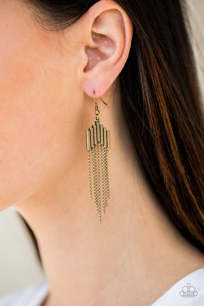 Radically Retro - Brass-Paparazzi Earrings (#1198)