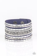 Rhinestone Rumble - Blue-Paparazzi Wrap Bracelet (W132)