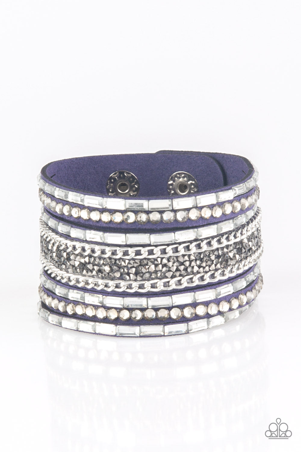 Rhinestone Rumble - Blue-Paparazzi Wrap Bracelet (W132)