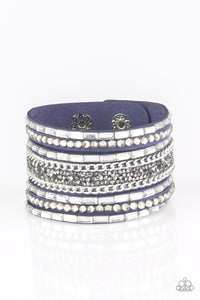 Rhinestone Rumble - Blue-Paparazzi Wrap Bracelet (W132)