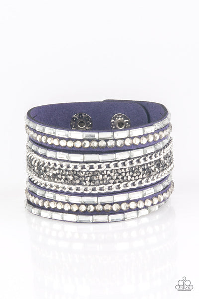 Rhinestone Rumble - Blue-Paparazzi Wrap Bracelet (W132)