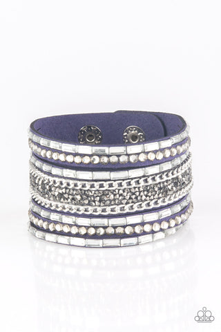 Rhinestone Rumble - Blue-Paparazzi Wrap Bracelet (W132)