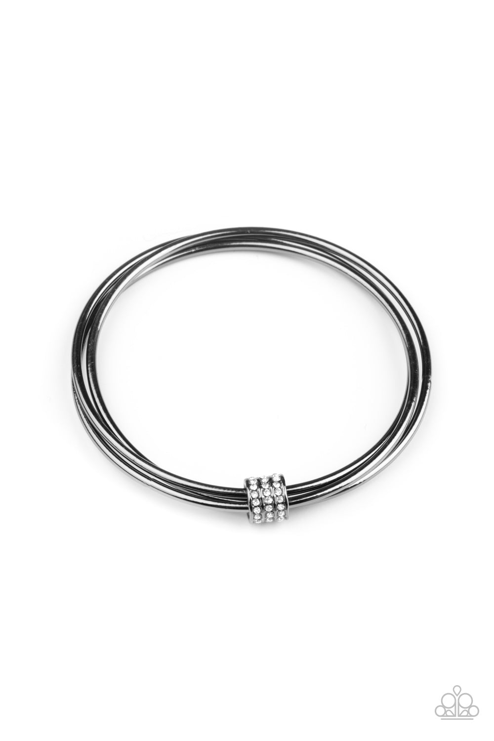 Roll Out The Rhinestones - Black Paparazzi Bracelet (PZ-1089)