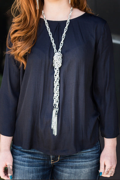 Paparazzi Blockbuster Necklace - SCARFed for Attention - Silver (BB041)
