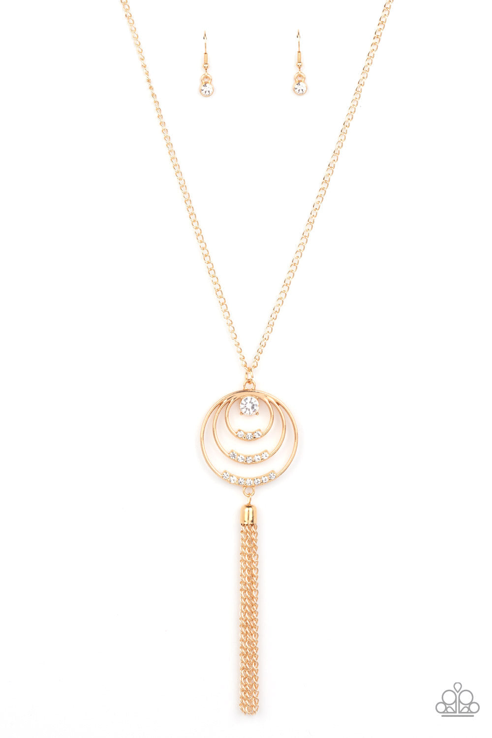 Spiraling Sparkle - Gold Paparazzi Necklace (#4853)