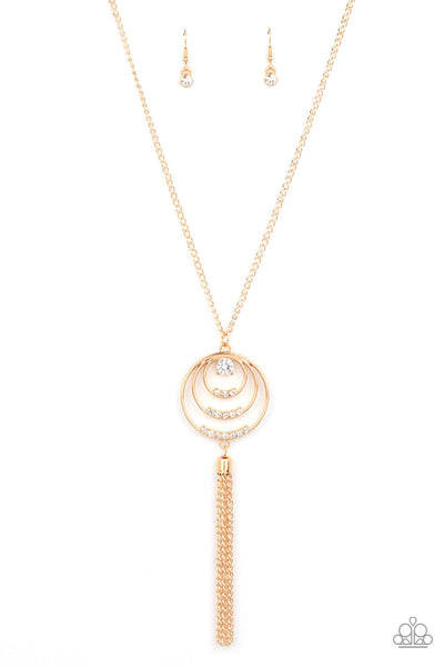Spiraling Sparkle - Gold Paparazzi Necklace (#4853)