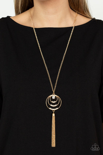 Spiraling Sparkle - Gold Paparazzi Necklace (#4853)