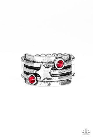 Stars and Stripes - Red Paparazzi Ring (R244)