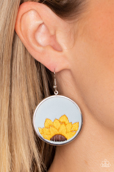 Sun-Kissed Sunflowers - Blue Paparazzi Earrings