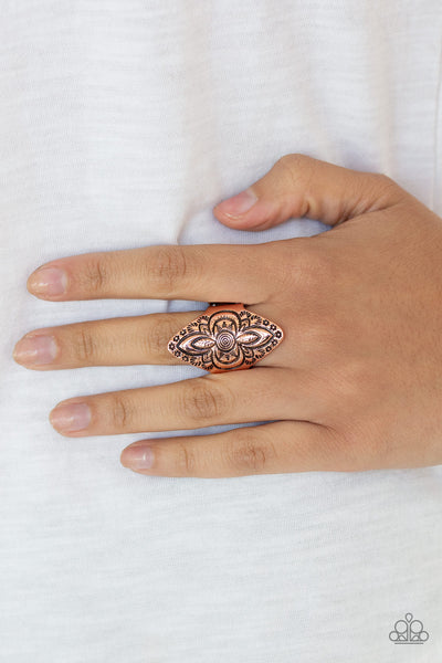 Paparazzi Thick Flex Back Ring - Tahiti Trek - Copper